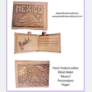 Hand Tooled Leather Bifold Wallet “Mexico” Personalized “Ralph”